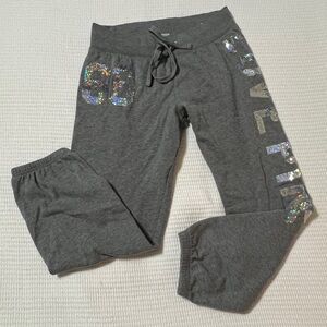 PINK Victoria's Secret Gray Sequin Joggers